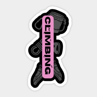 climbing with rock climbing equipment pink Sticker